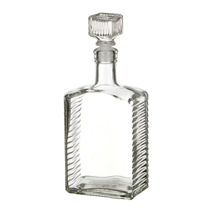 Бутылка (штоф) "Кристалл" стеклянная 0,5 литра с пробкой  в Астрахани